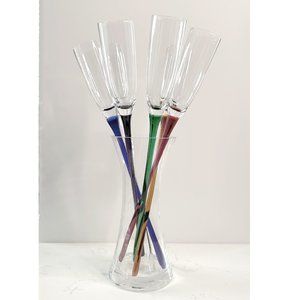 Vintage Handblown Champagne Flutes  Set of 6 -Celebration Collection by Artland